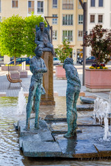 König Albert Brunnen auf dem Altmarkt in Plauen