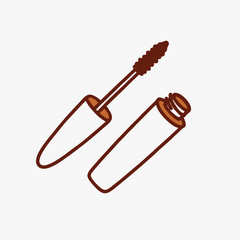 Vector illustration of a tube of mascara isolated. Line handdraw icon. Pastel color. Beauty care cosmetic sign, illustration of makeup.