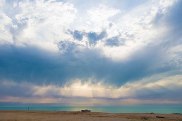 Cloudy day on Failaka beach in Kuwait