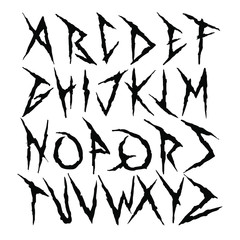 Alphabet sharp edges horror theme