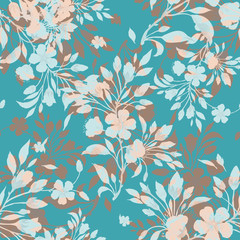 Seamless watercolor pattern spring blossoming branch