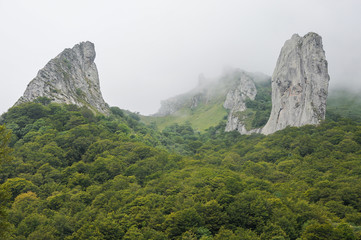Remains of an old volcano near Puy De Dome in the region of Massif Central