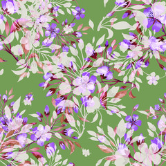 Seamless watercolor pattern spring blossoming branch