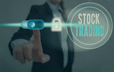 Conceptual hand writing showing Stock Trading. Concept meaning Buy and Sell of Securities...