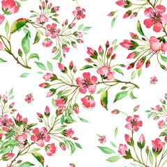 Selbstklebende Fototapeten Seamless watercolor pattern spring blossoming branch © Irina Chekmareva