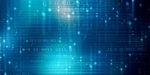 2d illustration abstract digital binary data on computer screen