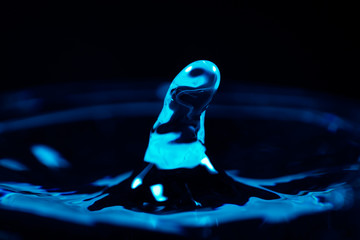 A single water droplet hitting the surface
