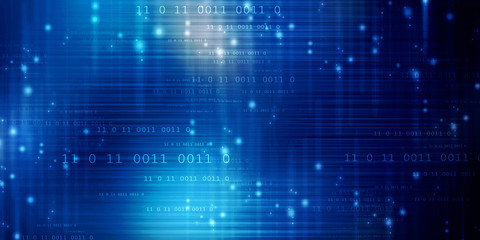 2d illustration abstract digital binary data on computer screen