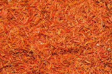 Raw Organic Red Saffron Spice in a Bowl.Luxurious flavour and expensive spices Grand Bazaar