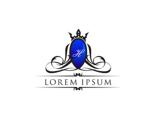 Luxury Royal King H Letter Classy Logo template.
