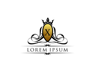 Luxury Royal King X Letter Classy Logo template.