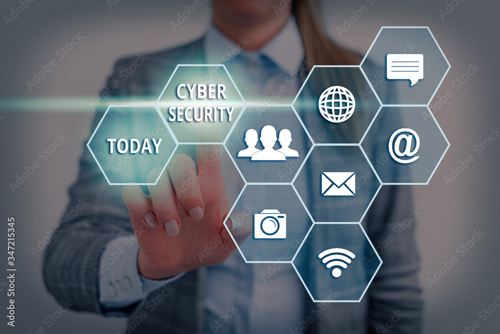 Poster text sign showing cyber security. business photo text protect a computer system against unauthorized