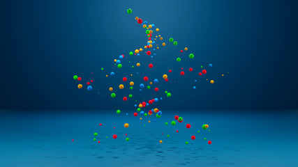 Colorful Spheres with Glossy Surface. Abstract Digital Particles Background. 3D Rendering.