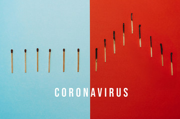 Flattening the Coronavirus Curve infections graph of covid 19 statistics. quarantine reduces contagion pandemic