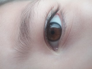 close up of child eye