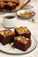 Homemade Chocolate Brownie with pistachios
