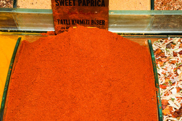 Spices and teas in the Egyptian market in Istanbul. Spices stall in the Spice Market, Istanbul