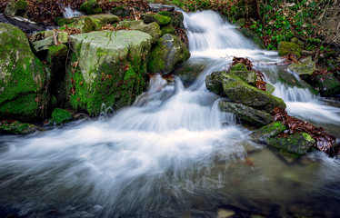 Fototapeta na wymiar Satina creek with waterfals, Czech Republic