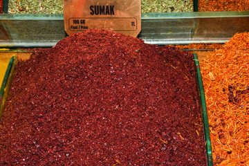 Spices and teas in the Egyptian market in Istanbul. Spices stall in the Spice Market, Istanbul