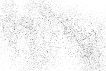 Distressed black texture. Dark grainy texture on white background. Dust overlay textured. Grain noise particles. Rusted white effect. Grunge design elements. Vector illustration, EPS 10.