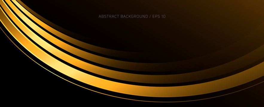 Elegant luxury abstract background with golden curve in brown and yellow metal colors wallpaper