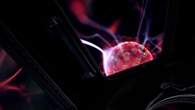 Coronavirus on a Plasma Ball seen from the International Space Station. Dystopian Concept. 