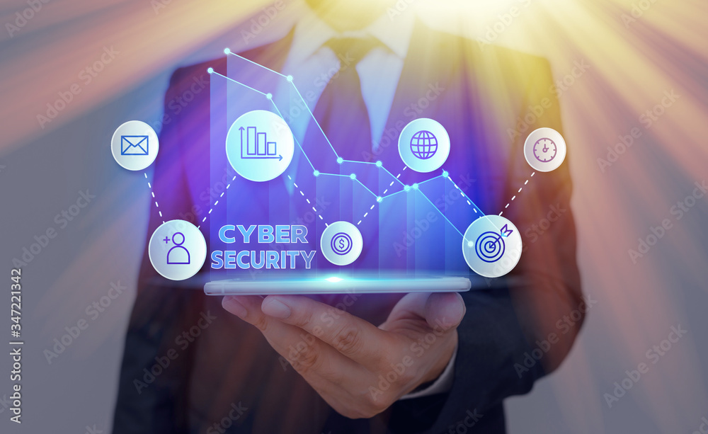 Poster conceptual hand writing showing cyber security. concept meaning protect a computer system against un