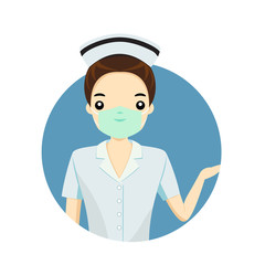 Nurse with a mask in the time of COVID,  Nurse  posture, Nurse give the direction, Nurse give the information