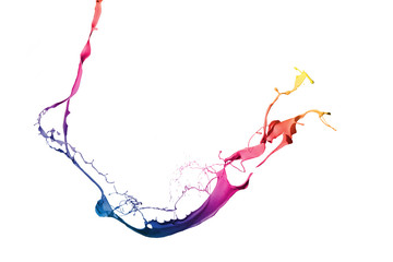 Colored paint splashes isolated on white background