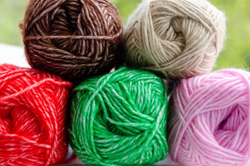 multicolored skeins of yarn for knitting