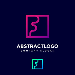 Colorful F Letter Box logo icon design template elements