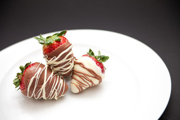 strawberries with cream and chocolate
