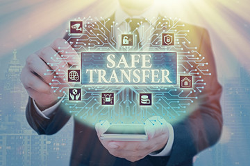 Handwriting text Safe Transfer. Conceptual photo Wire Transfers electronically Not paper based...