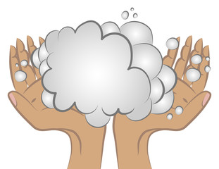 Hand washing sign with soap. Mandatory protection against viruses and bacteria.