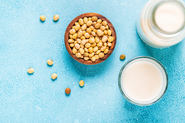 Soy milk and soy beans.