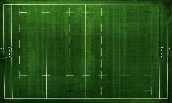 Rugby stadium in Italy. Playground. View from the drone