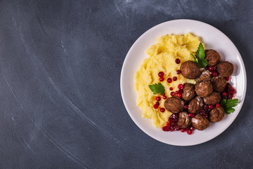 Homemade Swedish Meatballs with Cream Sauce and Parsley