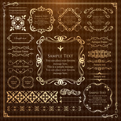 高級感のあるビンテージ調のフレームデザインセット　罫線　枠　ウエディング　ビンテージ　アンティーク	