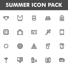 Summer icon pack isolated on white background. for your web site design, logo, app, UI. Vector graphics illustration and editable stroke. EPS 10.
