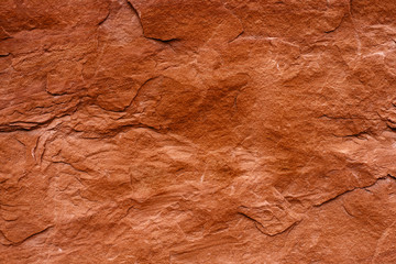 The textured surface of red rock.