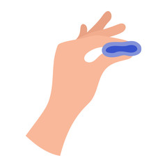 Menstrual cramp in period, use menstrual cup inside vagina. Zero waste feminine device. Menstuation womans period. Personal hygiene.