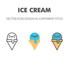 ice cream icon. Kawai and cute food illustration. for your web site design, logo, app, UI. Vector graphics illustration and editable stroke. EPS 10.
