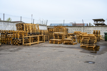 Fototapeta premium Photo of an open-air warehouse of wooden lining