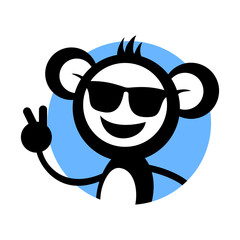 Design of funny monkey with sunglasses