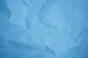 Blue Sheet crumpled paper color background  Close up Copy space
