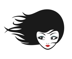 Design of pretty girl face draw