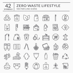 Zero waste line icons isolated on white background. Vector set.