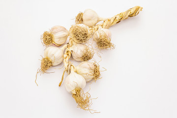 Ripe garlic heads isolated on white background