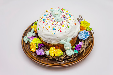 Easter cake isolated on white background