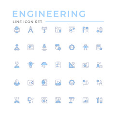 Set color line icons of engineering